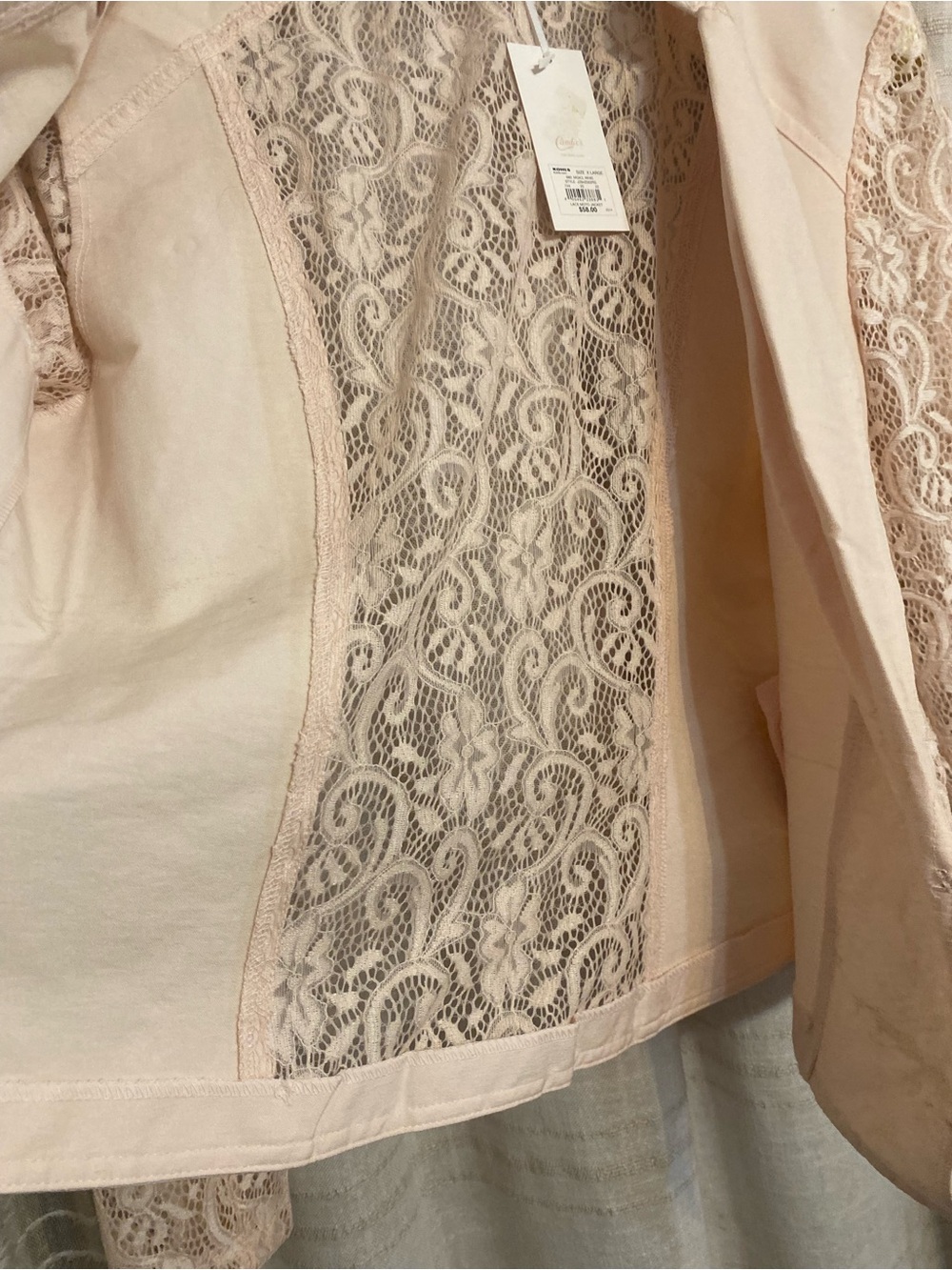 Candie's Pink Lace Moto Jacket Women's XL NWT Asymmetrical Rose Gold Zip - Picture 6 of 13